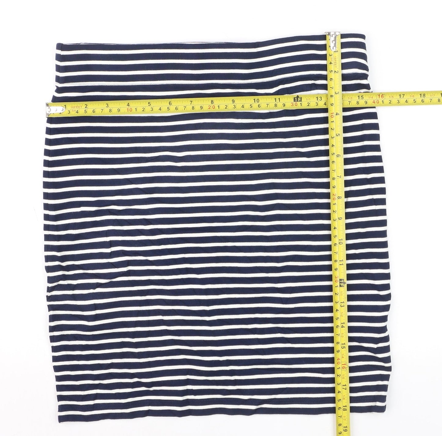 Jack Wills Women Blue Striped Cotton Pencil Skirt Size 12
