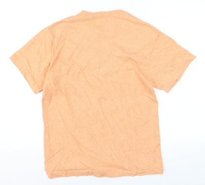 Nike Men's Orange Loose Fit Crew Neck Cotton T-Shirt Size S