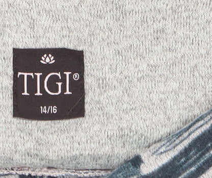 TIGI Womens Blue Geometric Roll Neck Jersey Long Sleeve Top Size 14/16