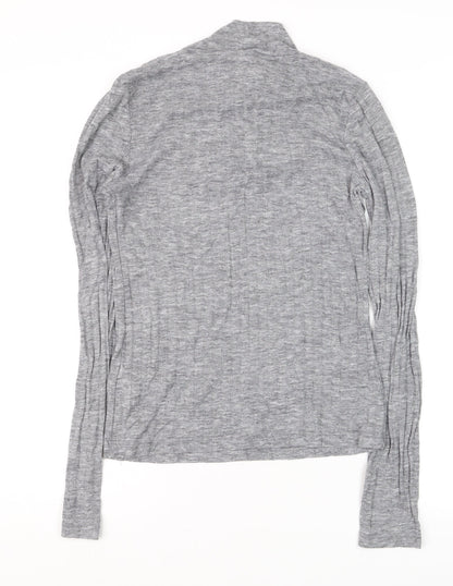 Topshop Women's Grey Roll Neck Long Sleeve Jersey Top Size 10
