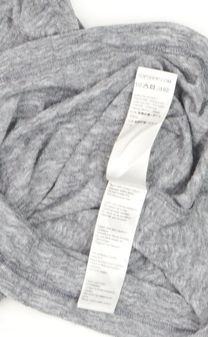Topshop Women's Grey Roll Neck Long Sleeve Jersey Top Size 10