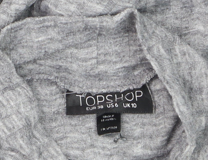 Topshop Women's Grey Roll Neck Long Sleeve Jersey Top Size 10