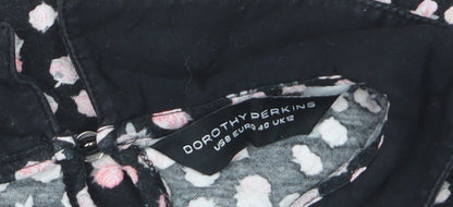 Dorothy Perkins Women's Black Floral Collared Blouse Size 12