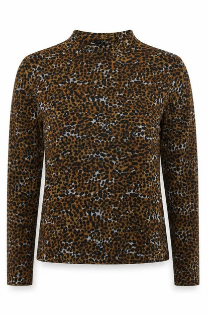 Pull & Bear Women’s Brown Leopard Mock Neck Long Sleeve Stretch Top Size 10