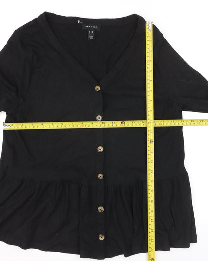 New Look Women’s Black V-Neck Button Cardigan Size 10