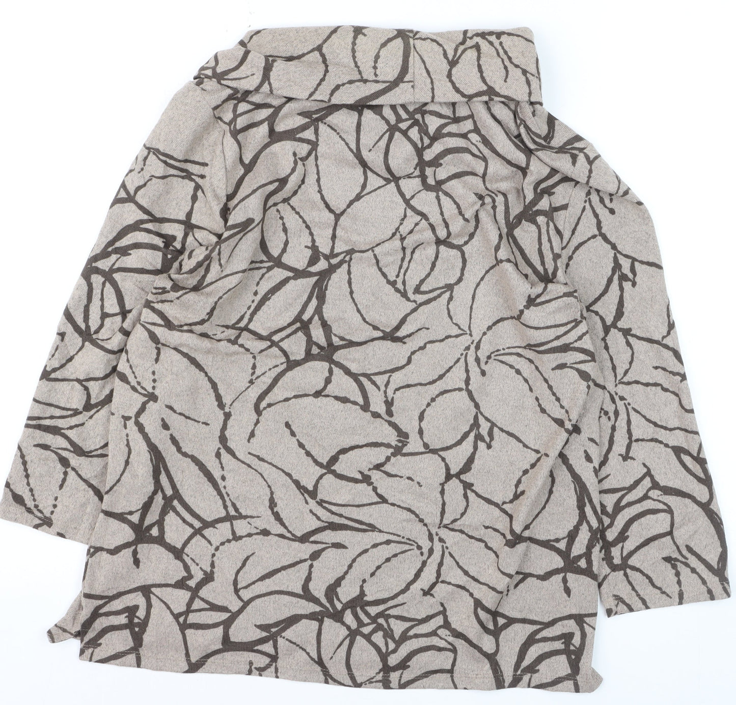 TIGI Women Beige Floral Cowl Neck Long Sleeve Pullover Jumper Size 14