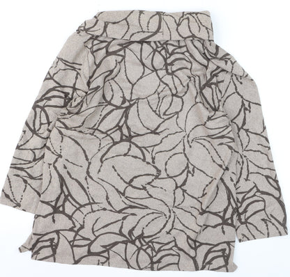 TIGI Women Beige Floral Cowl Neck Long Sleeve Pullover Jumper Size 14