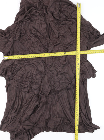 Wallis Women Brown Long Sleeve Open Cardigan L Viscose Blend