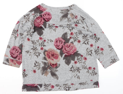 Marks and Spencer Women’s Grey Floral Pullover Jumper Size 12