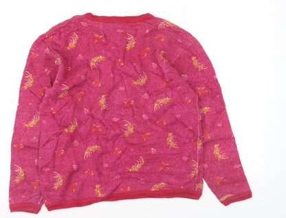 Best Company Women's Pink Floral Cotton Pullover Jumper Size S