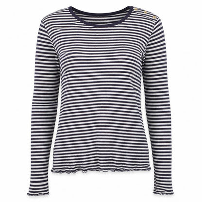 Warehouse Women Blue Striped Cotton Long Sleeve Pullover Jumper Size 12