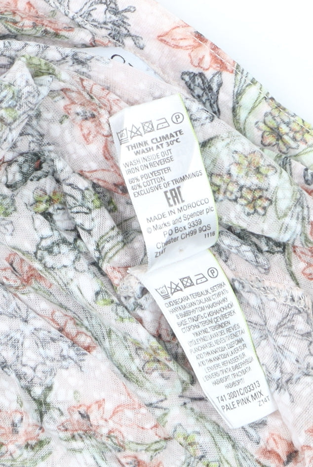 Marks and Spencer Women’s Pink Floral 3/4 Sleeve Blouse Size 22