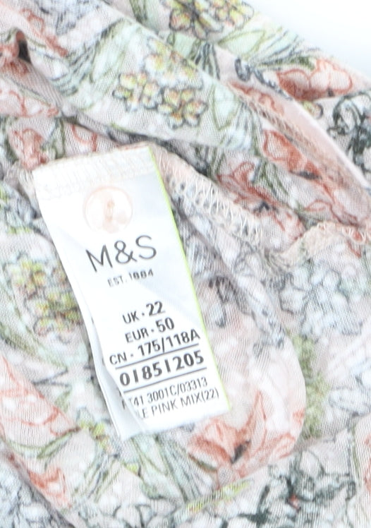 Marks and Spencer Women’s Pink Floral 3/4 Sleeve Blouse Size 22