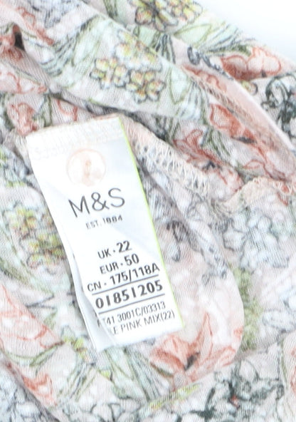 Marks and Spencer Women’s Pink Floral 3/4 Sleeve Blouse Size 22