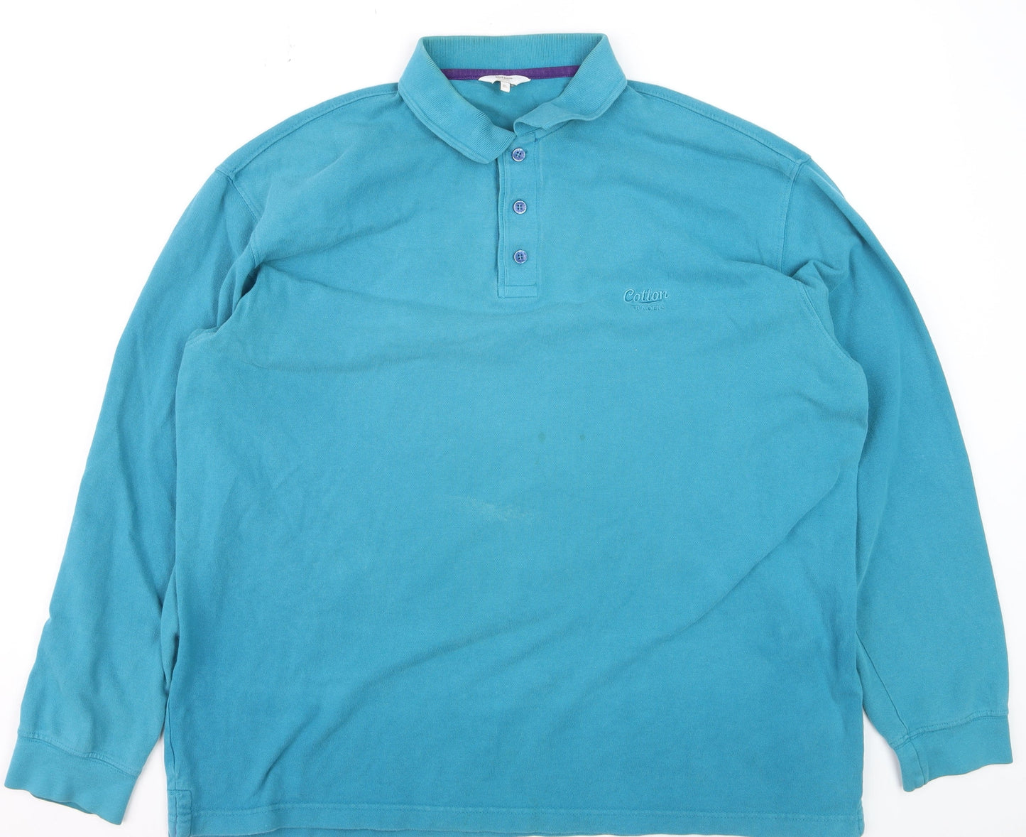 Cotton Traders Men's Blue Long Sleeve Polo Shirt XL 100% Cotton