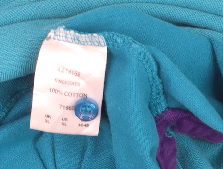 Cotton Traders Men's Blue Long Sleeve Polo Shirt XL 100% Cotton