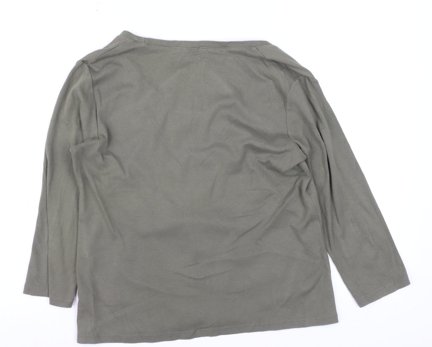 Marks and Spencer Women’s Grey Embellished 3/4 Sleeve Cotton T-Shirt Size M