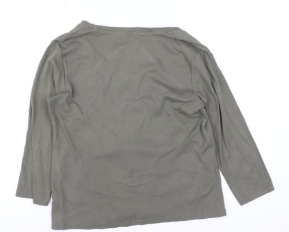 Marks and Spencer Women’s Grey Embellished 3/4 Sleeve Cotton T-Shirt Size M