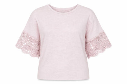 ASOS Women Pink Crochet Flared Sleeve Pullover Jumper Size 6