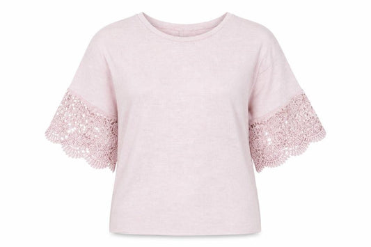 ASOS Women Pink Crochet Flared Sleeve Pullover Jumper Size 6