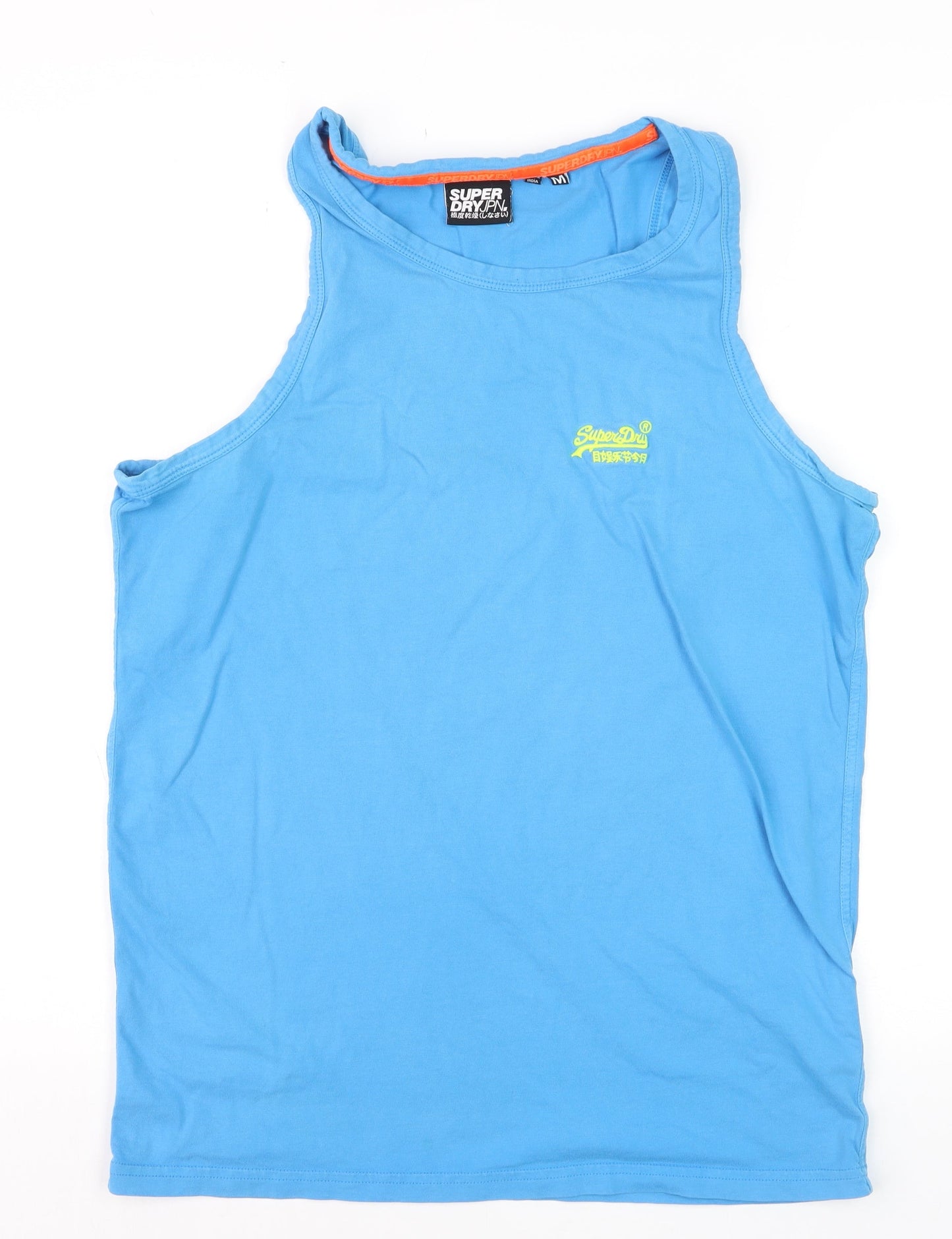 Superdry Men's Blue Cotton Tank Top Size M Gym Training Vest