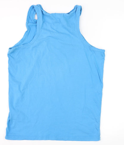 Superdry Men's Blue Cotton Tank Top Size M Gym Training Vest