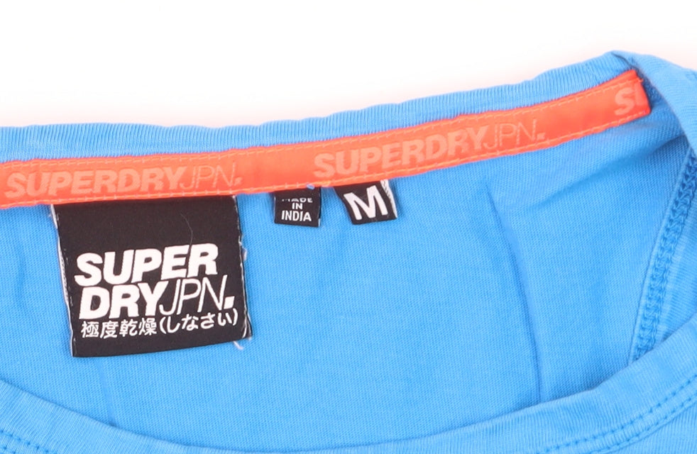 Superdry Men's Blue Cotton Tank Top Size M Gym Training Vest