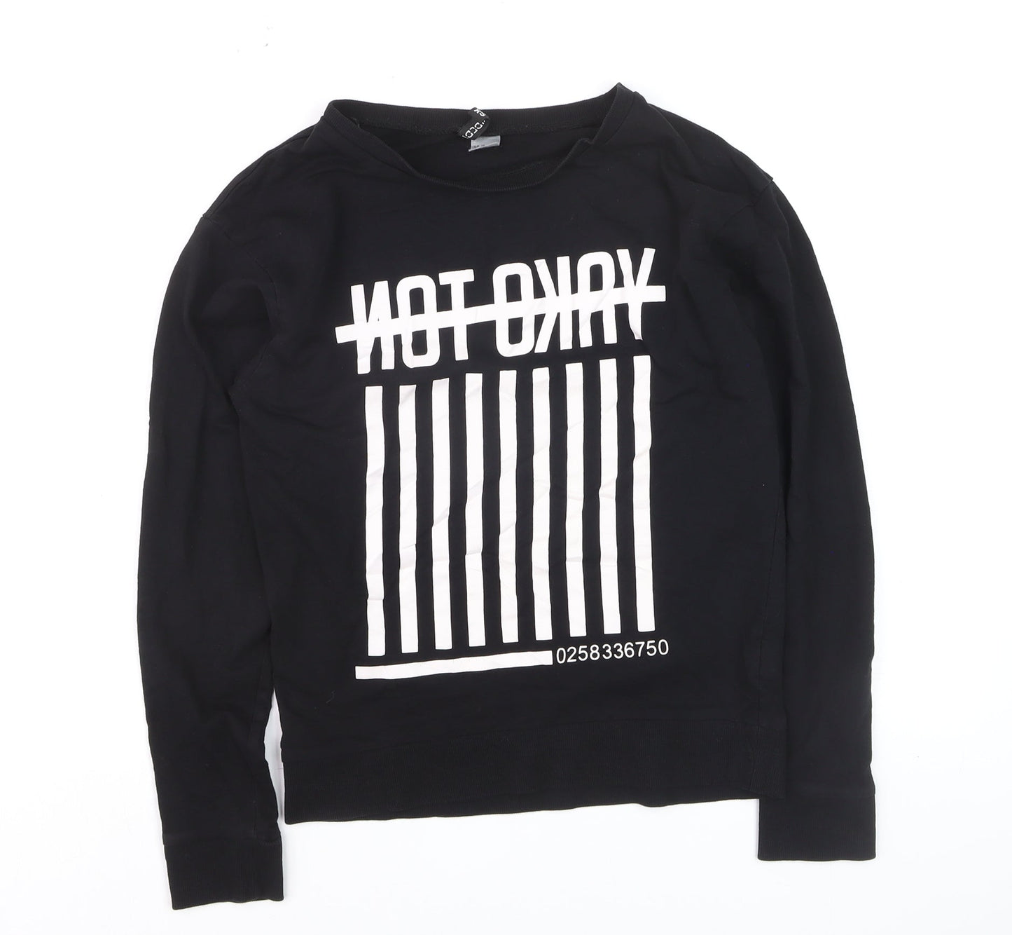 ASOS Women Black XS Pullover Sweatshirt Graphic Print Long Sleeve
