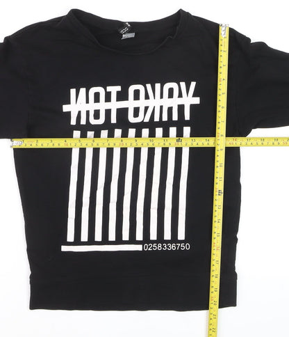 ASOS Women Black XS Pullover Sweatshirt Graphic Print Long Sleeve
