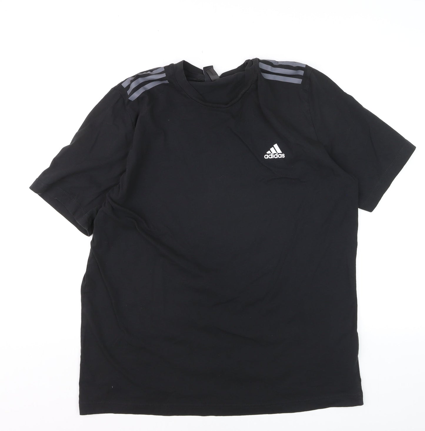 Adidas Men's Black Large Sports T-Shirt Breathable Cotton Crew Neck