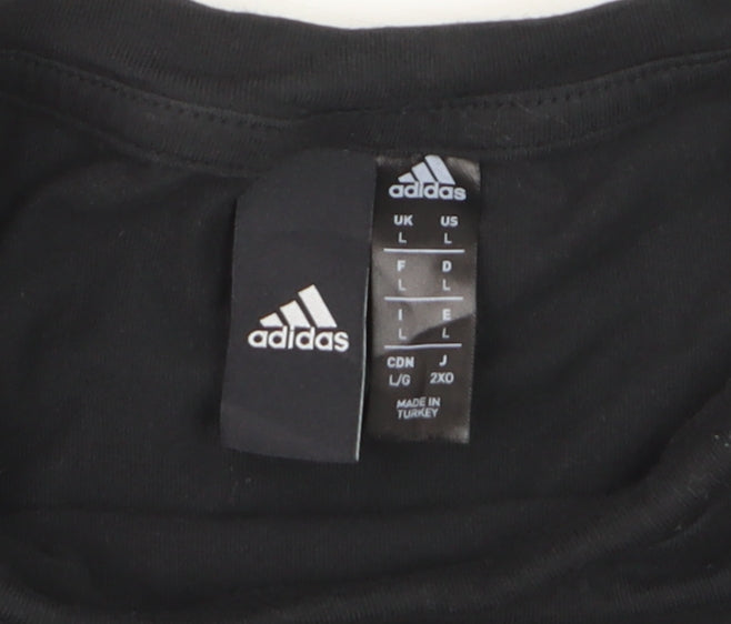 Adidas Men's Black Large Sports T-Shirt Breathable Cotton Crew Neck