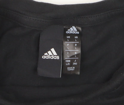 Adidas Men's Black Large Sports T-Shirt Breathable Cotton Crew Neck