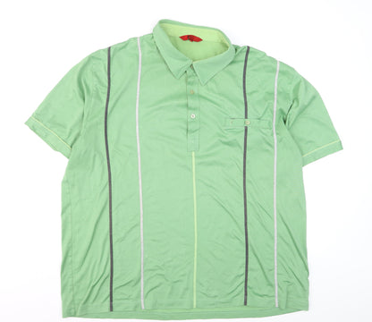 Gabicci Men's Green Striped 3XL Polo Shirt Retro Style