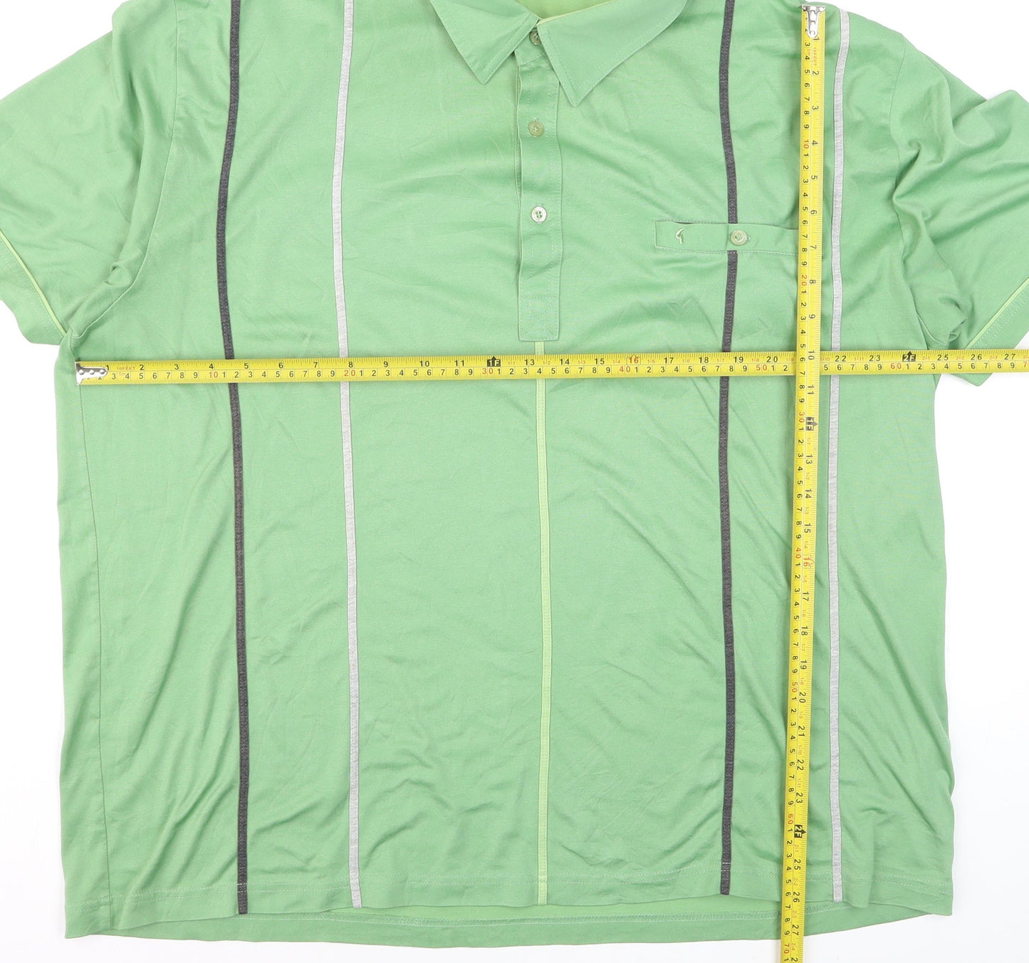 Gabicci Men's Green Striped 3XL Polo Shirt Retro Style