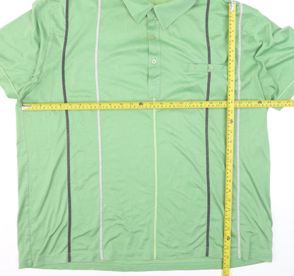 Gabicci Men's Green Striped 3XL Polo Shirt Retro Style