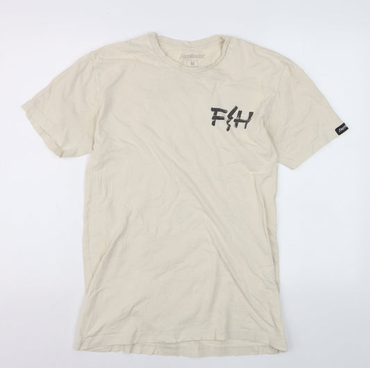 Fasthouse Mens Beige Graphic Motorcycle Cotton T-Shirt Size M