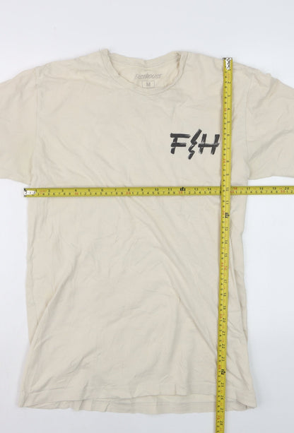 Fasthouse Mens Beige Graphic Motorcycle Cotton T-Shirt Size M