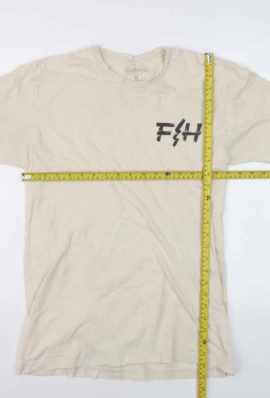 Fasthouse Mens Beige Graphic Motorcycle Cotton T-Shirt Size M