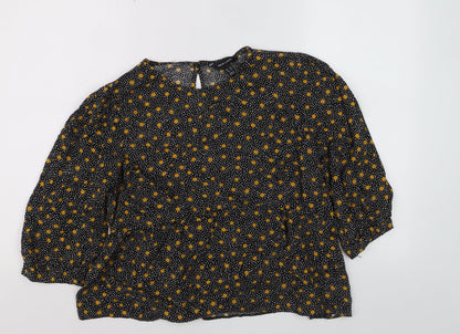 New Look Women Black Polka Dot Viscose Tunic Blouse Size 16