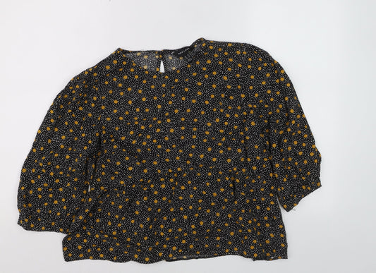 New Look Women Black Polka Dot Viscose Tunic Blouse Size 16
