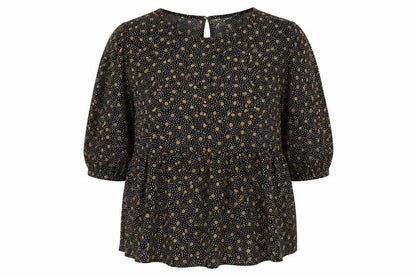 New Look Women Black Polka Dot Viscose Tunic Blouse Size 16