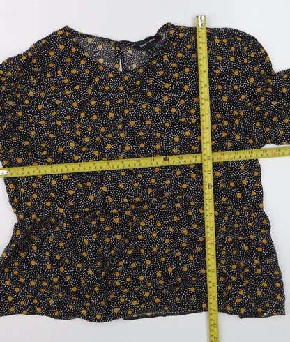 New Look Women Black Polka Dot Viscose Tunic Blouse Size 16