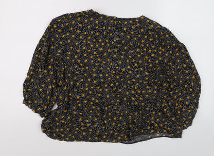 New Look Women Black Polka Dot Viscose Tunic Blouse Size 16