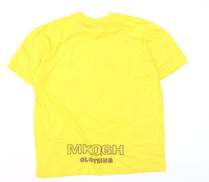 MKO GH Men’s Yellow Graphic Print Crew Neck Cotton T-Shirt XL