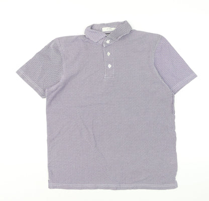 2BLIND2C Men’s Purple Geometric Cotton Polo Shirt M