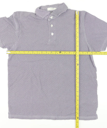 2BLIND2C Men’s Purple Geometric Cotton Polo Shirt M