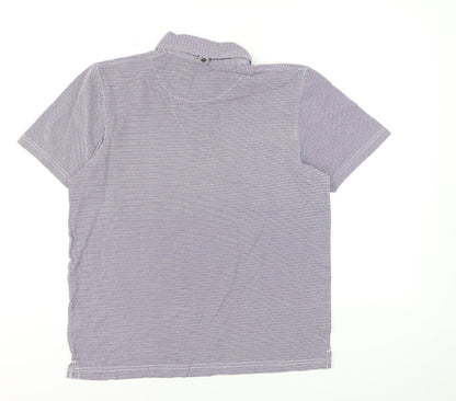 2BLIND2C Men’s Purple Geometric Cotton Polo Shirt M