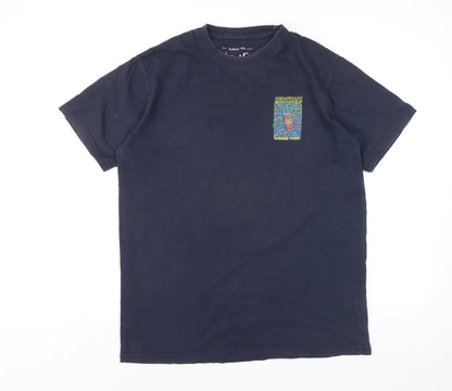 Weird Fish Men's Navy Blue Beeranhas Graphic Cotton T-Shirt Size M