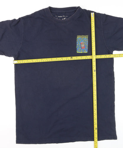 Weird Fish Men's Navy Blue Beeranhas Graphic Cotton T-Shirt Size M