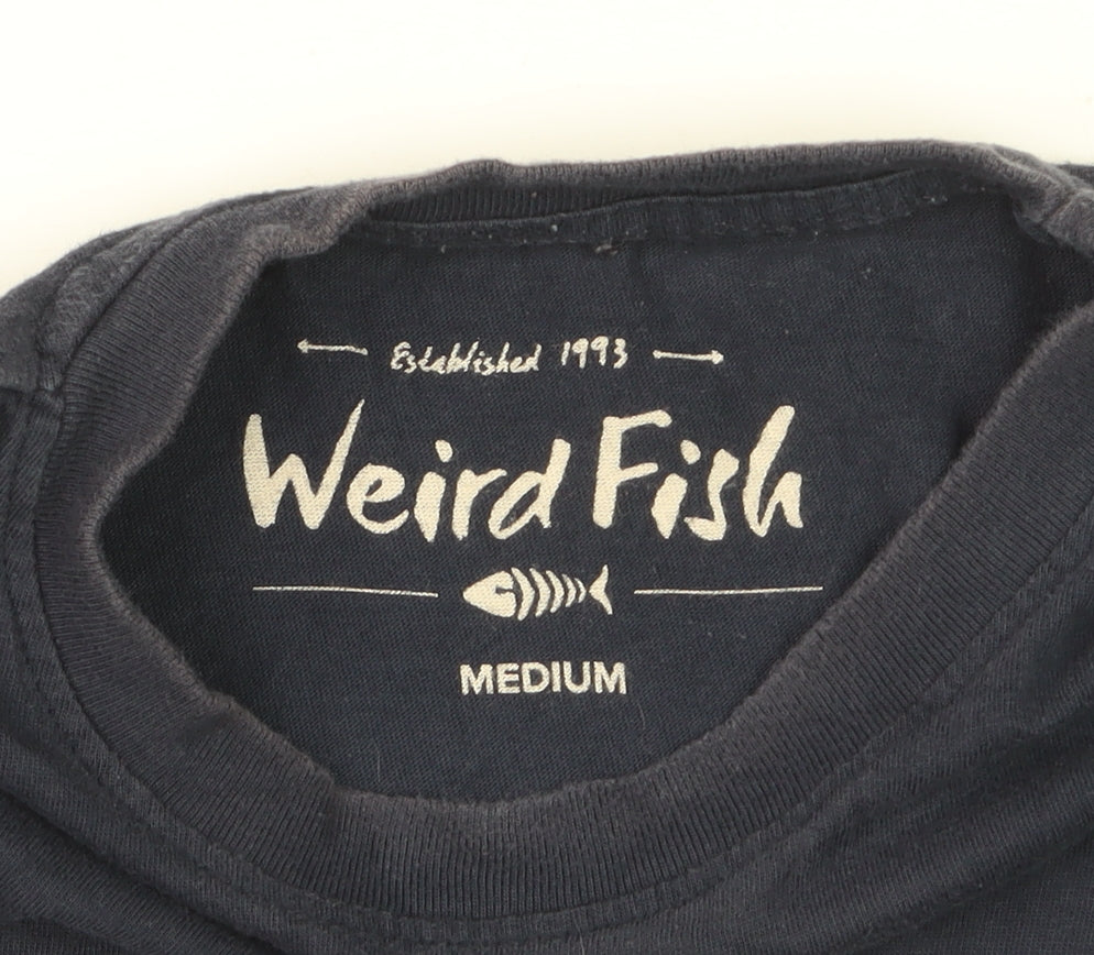 Weird Fish Men's Navy Blue Beeranhas Graphic Cotton T-Shirt Size M
